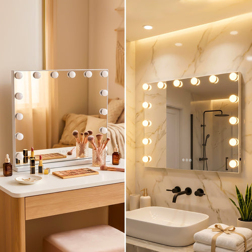 Square Hollywood Vanity Mirror with LED Lights