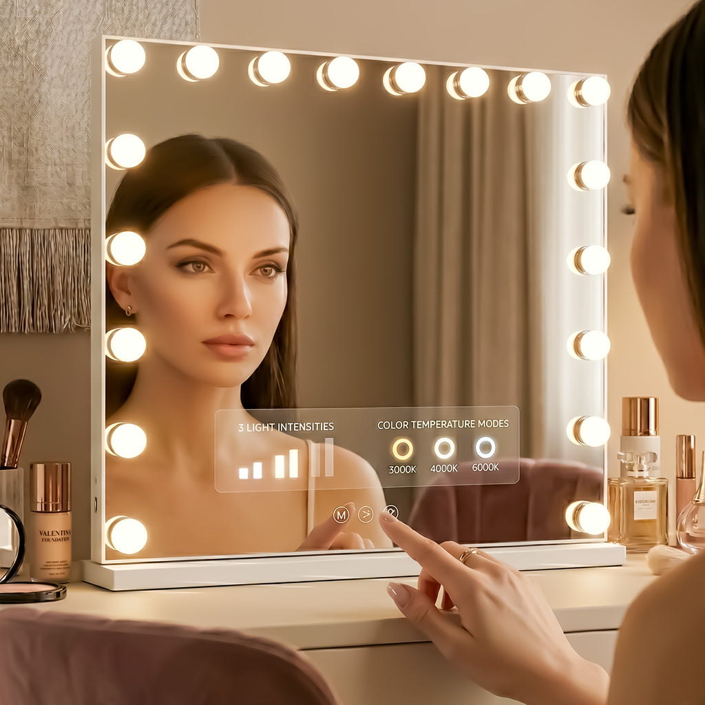 Square Hollywood Vanity Mirror with LED Lights