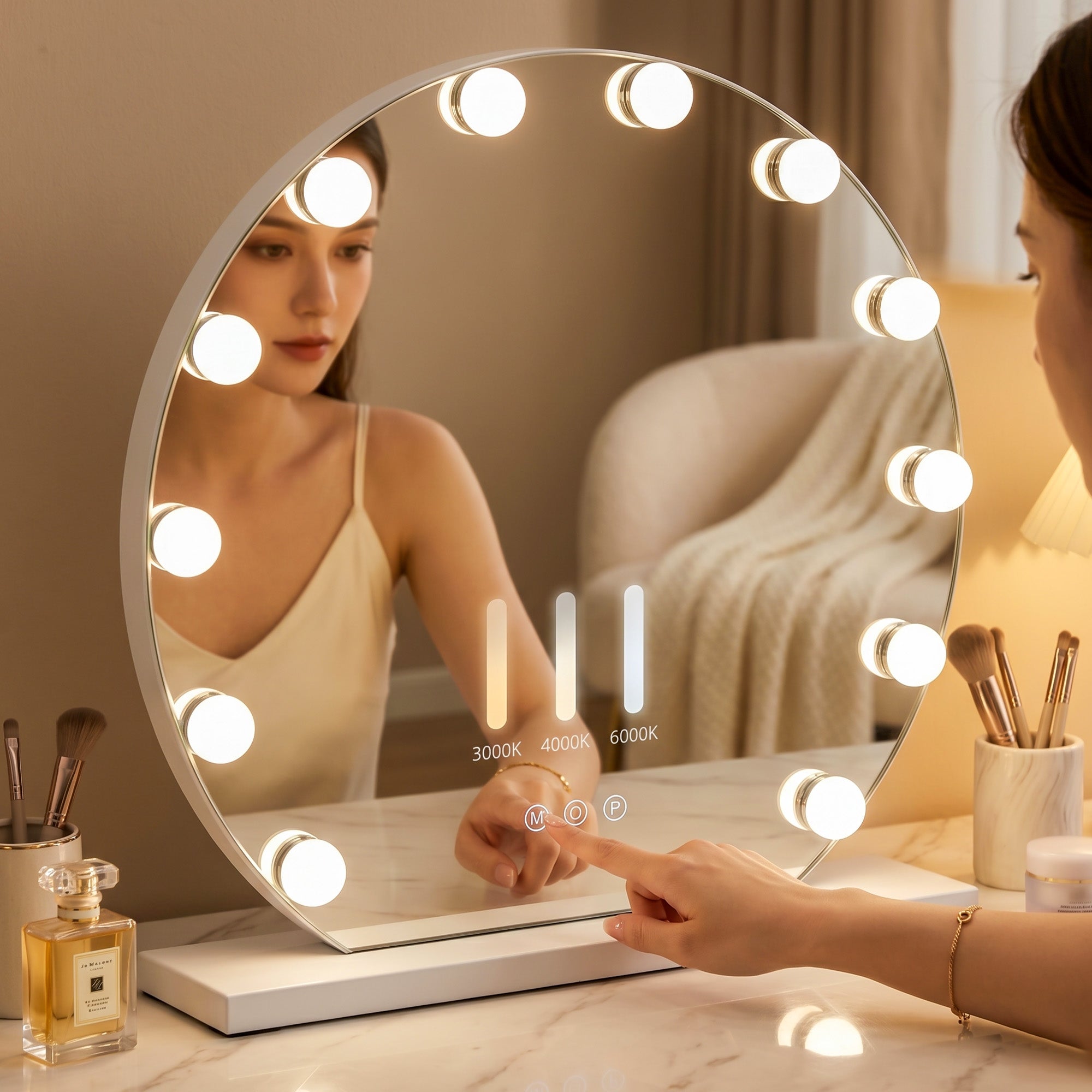 RoundHollywood Vanity Mirror with LED Lights