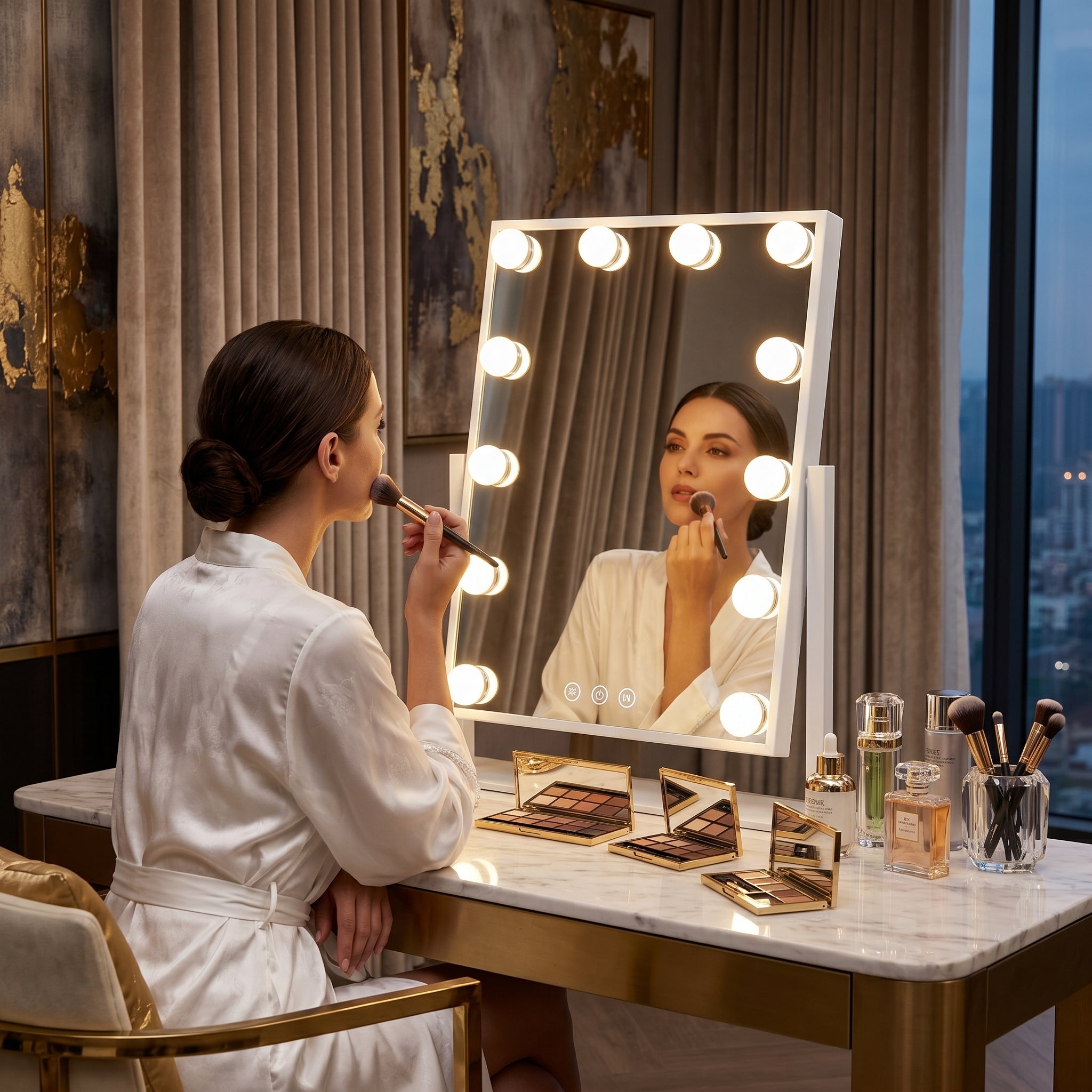 LED Hollywood Square Vanity Mirror – White | Makeup Mirror