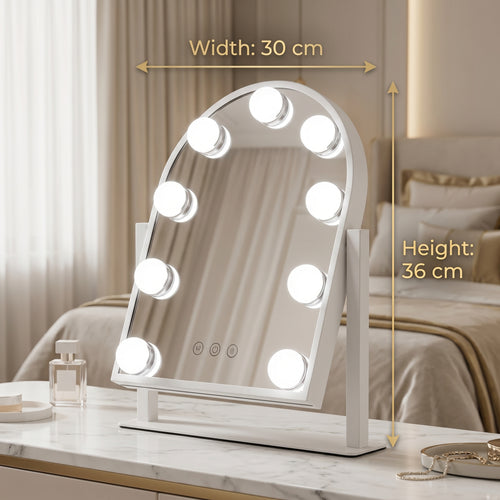 LED Half Round Hollywood Vanity Mirror – White