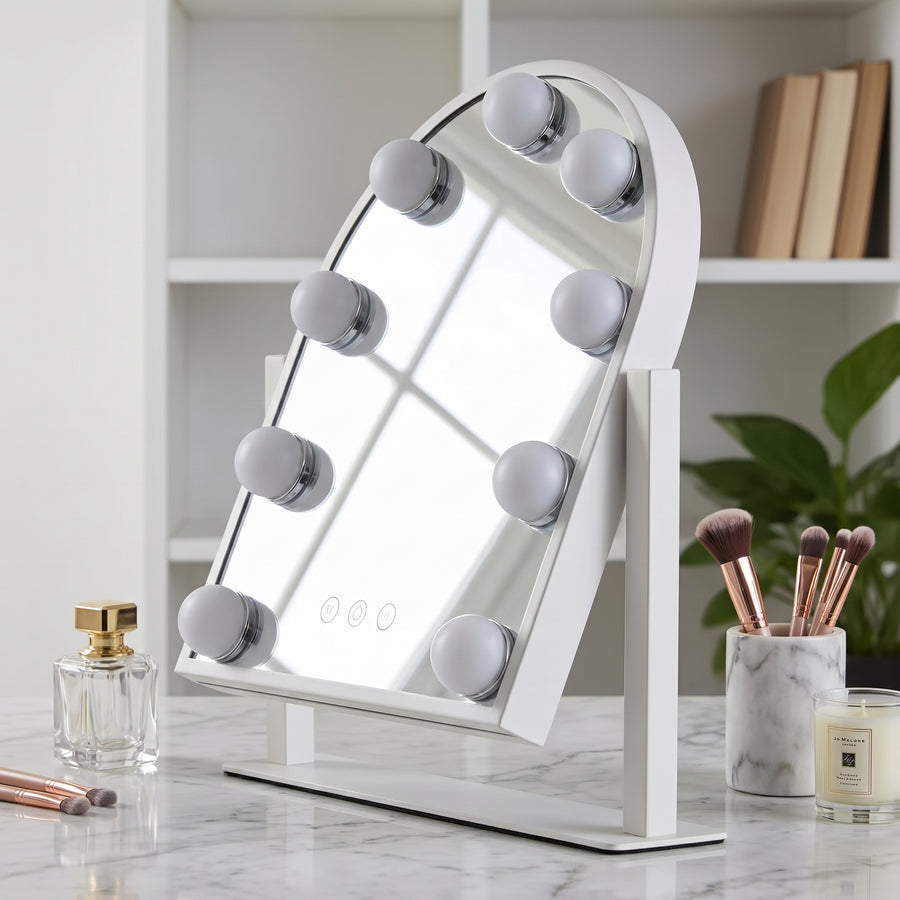 LED Half Round Hollywood Vanity Mirror – White