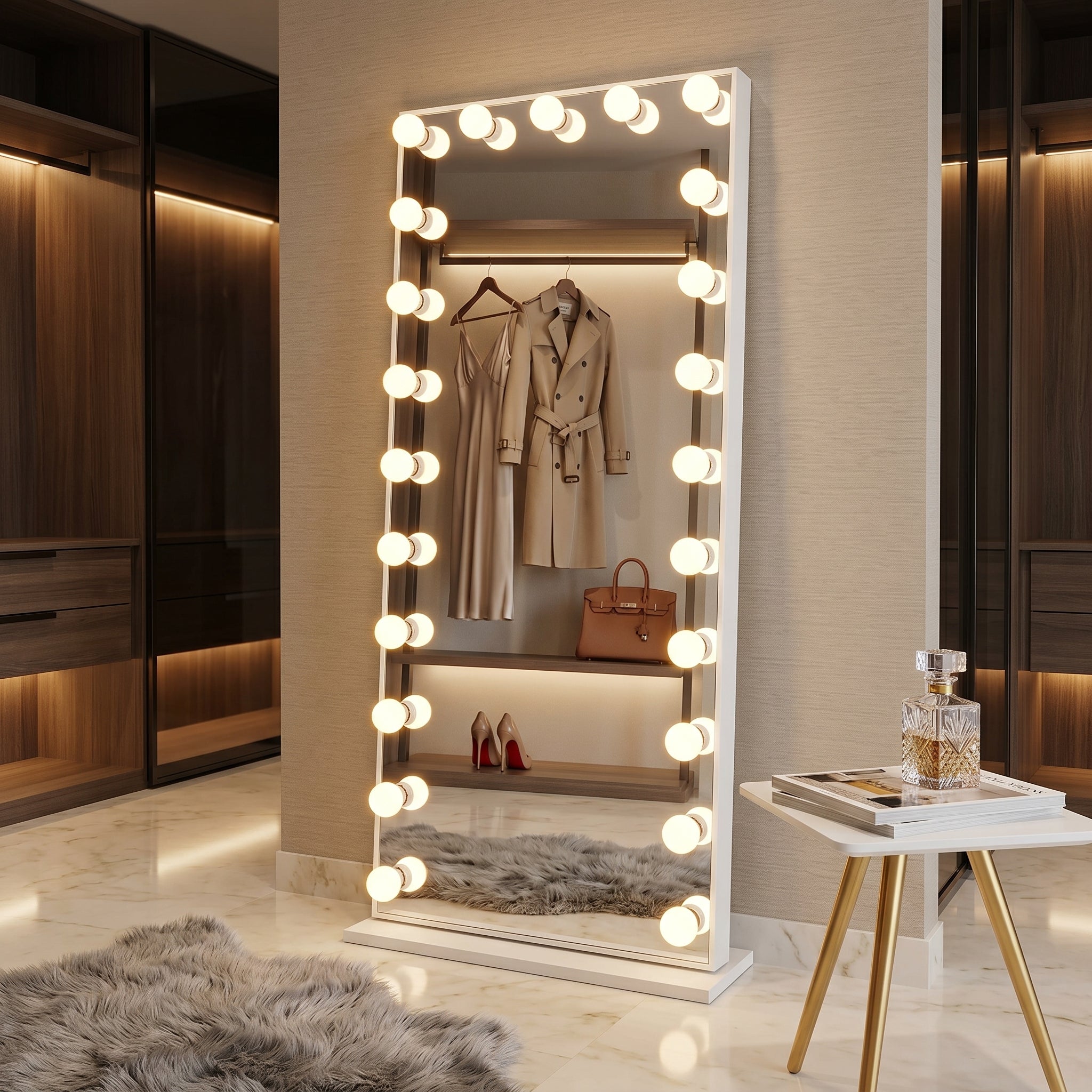 LED Full-Length Floor Vanity Mirror – White | 65 × 173 cm