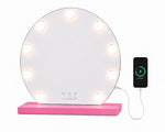 Livingbright Hollywood Round Mirror 40X47CM - LED - Pink