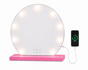 Livingbright - Make Up Spiegel Rond - Hollywood Spiegel met Verlichting 40X47CM - 3 Lichtkleuren - Dimbaar - USB Oplader - Roze - afbeelding 1