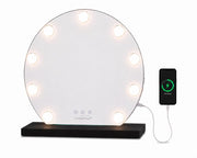 Livingbright - Make Up Spiegel Rond - Hollywood Spiegel met Verlichting 40X47CM - 3 Lichtkleuren - Dimbaar - USB Oplader - Zwart - afbeelding 1