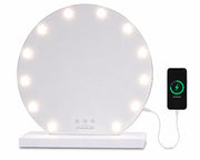 Livingbright - Make Up Spiegel Rond - Hollywood Spiegel met Verlichting 50X55CM - 3 Lichtkleuren - Dimbaar - USB Oplader - Wit - afbeelding 1