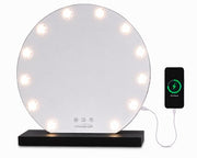 Livingbright - Make Up Spiegel Rond - Hollywood Spiegel met Verlichting 50X55CM - 3 Lichtkleuren - Dimbaar - USB Oplader - Zwart - afbeelding 1