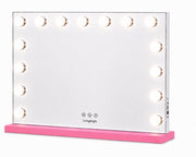 Livingbright - Make Up Spiegel - Hollywood Spiegel met Verlichting 58X46CM - 3 Lichtkleuren - Dimbaar - USB Oplader - Roze - afbeelding 2