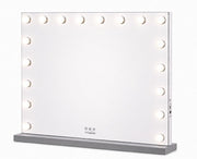 Livingbright - Make Up Spiegel - Hollywood Spiegel met Verlichting 80X60CM - 3 Lichtkleuren - Dimbaar - USB Oplader - Grijs - afbeelding 14