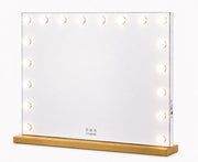 Livingbright - Make Up Spiegel - Hollywood Spiegel met Verlichting 80X60CM - 3 Lichtkleuren - Dimbaar - USB Oplader - Goud - afbeelding 10
