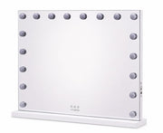 Livingbright - Make Up Spiegel - Hollywood Spiegel met Verlichting 80X60CM - 3 Lichtkleuren - Dimbaar - USB Oplader - Wit - afbeelding 2