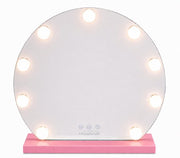 Livingbright - Make Up Spiegel Rond - Hollywood Spiegel met Verlichting 40X47CM - 3 Lichtkleuren - Dimbaar - USB Oplader - Roze - afbeelding 2