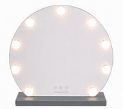 Livingbright - Make Up Spiegel Rond - Hollywood Spiegel met Verlichting 40X47CM - 3 Lichtkleuren - Dimbaar - USB Oplader - Grijs - afbeelding 2