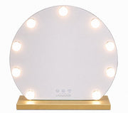 Livingbright - Make Up Spiegel Rond - Hollywood Spiegel met Verlichting 40X47CM - 3 Lichtkleuren - Dimbaar - USB Oplader - Goud - afbeelding 2
