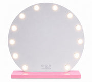 Livingbright - Make Up Spiegel Rond - Hollywood Spiegel met Verlichting 50X55CM - 3 Lichtkleuren - Dimbaar - USB Oplader - Roze - afbeelding 8