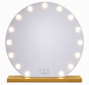 Livingbright - Make Up Spiegel Rond - Hollywood Spiegel met Verlichting 60X66CM - 3 Lichtkleuren - Dimbaar - USB Oplader - Goud - afbeelding 10