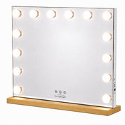 Livingbright - Make Up Spiegel - Hollywood Spiegel met Verlichting 50X40CM - 3 Lichtkleuren - Dimbaar - USB Oplader - Goud - afbeelding 11