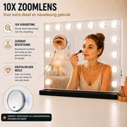 Livingbright - Make Up Spiegel - Hollywood Spiegel met Verlichting 58X46CM - 3 Lichtkleuren - Dimbaar - USB Oplader - Zwart - afbeelding 12