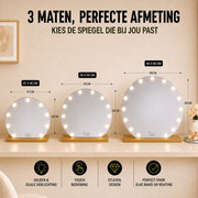 Livingbright - Make Up Spiegel Rond - Hollywood Spiegel met Verlichting 40X47CM - 3 Lichtkleuren - Dimbaar - USB Oplader - Goud - afbeelding 12