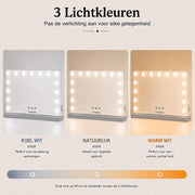 Livingbright - Make Up Spiegel - Hollywood Spiegel met Verlichting 58X46CM - 3 Lichtkleuren - Dimbaar - USB Oplader - Grijs - afbeelding 12