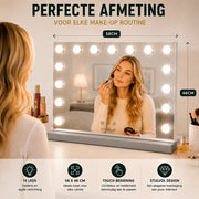 Livingbright - Make Up Spiegel - Hollywood Spiegel met Verlichting 58X46CM - 3 Lichtkleuren - Dimbaar - USB Oplader - Grijs - afbeelding 13
