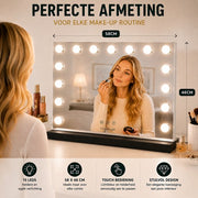 Livingbright - Make Up Spiegel - Hollywood Spiegel met Verlichting 58X46CM - 3 Lichtkleuren - Dimbaar - USB Oplader - Zwart - afbeelding 13