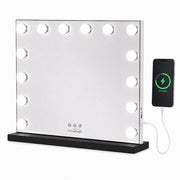 Livingbright - Make Up Spiegel - Hollywood Spiegel met Verlichting 50X40CM - 3 Lichtkleuren - Dimbaar - USB Oplader - Zwart - afbeelding 13