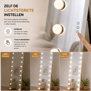 Livingbright Hollywood Passpiegel met Verlichting 65x173 cm - 24 LED - Wit - afbeelding 1