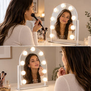 Livingbright - Make Up Spiegel met Verlichting - Draaibaar - Halfrond - Wit - afbeelding 1
