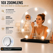 Livingbright - Make Up Spiegel Rond - Hollywood Spiegel met Verlichting 40X47CM - 3 Lichtkleuren - Dimbaar - USB Oplader - Zwart - afbeelding 3