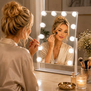 Livingbright - Make Up Spiegel met Verlichting - Kantelbaar - Rechthoekig - Wit - afbeelding 1
