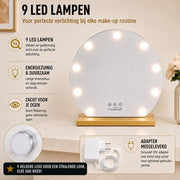 Livingbright - Make Up Spiegel Rond - Hollywood Spiegel met Verlichting 40X47CM - 3 Lichtkleuren - Dimbaar - USB Oplader - Goud - afbeelding 13