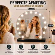 Livingbright - Make Up Spiegel Rond - Hollywood Spiegel met Verlichting 60X66CM - 3 Lichtkleuren - Dimbaar - USB Oplader - Zwart - afbeelding 11