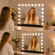 Livingbright - Make Up Spiegel - Hollywood Spiegel met Verlichting 80X60CM - 3 Lichtkleuren - Dimbaar - USB Oplader - Zwart - afbeelding 6