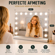 Livingbright - Make Up Spiegel - Hollywood Spiegel met Verlichting 58X46CM - 3 Lichtkleuren - Dimbaar - USB Oplader - Wit - afbeelding 6