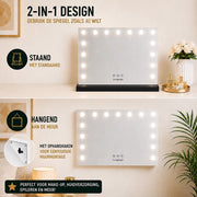 Livingbright - Make Up Spiegel - Hollywood Spiegel met Verlichting 58X46CM - 3 Lichtkleuren - Dimbaar - USB Oplader - Zwart - afbeelding 6