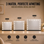 Livingbright - Make Up Spiegel - Hollywood Spiegel met Verlichting 50X40CM - 3 Lichtkleuren - Dimbaar - USB Oplader - Zwart - afbeelding 4