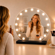 Livingbright - Make Up Spiegel Rond - Hollywood Spiegel met Verlichting 60X66CM - 3 Lichtkleuren - Dimbaar - USB Oplader - Zwart - afbeelding 6