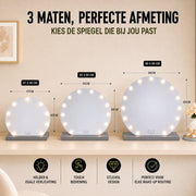 Livingbright - Make Up Spiegel Rond - Hollywood Spiegel met Verlichting 50X55CM - 3 Lichtkleuren - Dimbaar - USB Oplader - Grijs - afbeelding 9