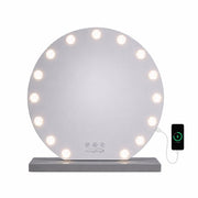 Livingbright - Make Up Spiegel Rond - Hollywood Spiegel met Verlichting 60X66CM - 3 Lichtkleuren - Dimbaar - USB Oplader - Grijs - afbeelding 1