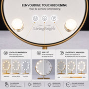 Livingbright - Make Up Spiegel met Verlichting - Rond - Roterend - 9 Leds - Goud - afbeelding 8