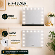 Livingbright - Make Up Spiegel - Hollywood Spiegel met Verlichting 50X40CM - 3 Lichtkleuren - Dimbaar - USB Oplader - Zwart - afbeelding 5