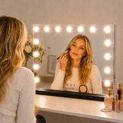 Livingbright - Make Up Spiegel - Hollywood Spiegel met Verlichting 58X46CM - 3 Lichtkleuren - Dimbaar - USB Oplader - Zwart - afbeelding 7