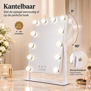 Livingbright - Make Up Spiegel met Verlichting - Kantelbaar - Rechthoekig - Wit - afbeelding 5