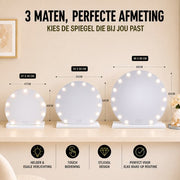 Livingbright - Make Up Spiegel Rond - Hollywood Spiegel met Verlichting 50X55CM - 3 Lichtkleuren - Dimbaar - USB Oplader - Wit - afbeelding 9