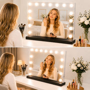 Livingbright - Make Up Spiegel - Hollywood Spiegel met Verlichting 58X46CM - 3 Lichtkleuren - Dimbaar - USB Oplader - Zwart - afbeelding 9