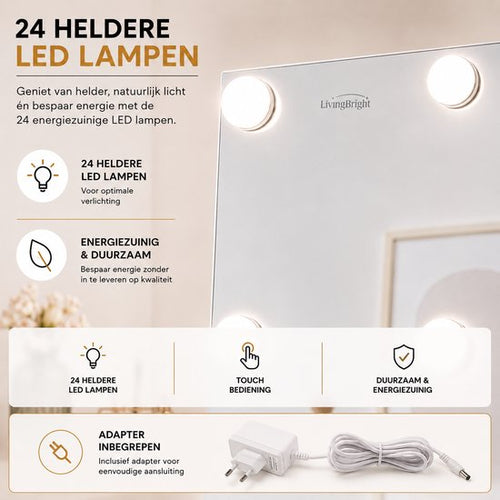 Livingbright Hollywood Passpiegel met Verlichting 65x173 cm - 24 LED - Wit - afbeelding 7