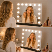 Livingbright - Make Up Spiegel - Hollywood Spiegel met Verlichting 50X40CM - 3 Lichtkleuren - Dimbaar - USB Oplader - Zwart - afbeelding 7