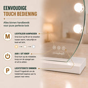Livingbright - Make Up Spiegel Rond - Hollywood Spiegel met Verlichting 40X47CM - 3 Lichtkleuren - Dimbaar - USB Oplader - Wit - afbeelding 13